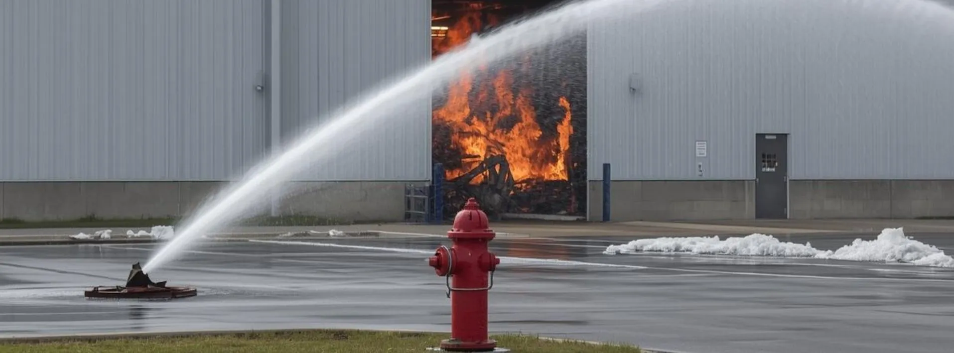 Red de tubería contra incendio en instalación industrial